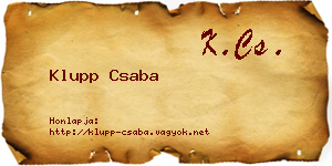 Klupp Csaba névjegykártya